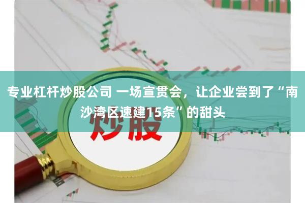 专业杠杆炒股公司 一场宣贯会，让企业尝到了“南沙湾区速建15条”的甜头